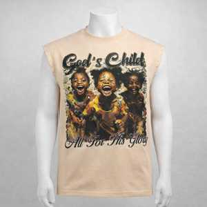 Acid washed silk screen printed custom men's t-shirt rhinestone vest men's sleeveless t-shirt Streetwear Men's Vest - Product Image 3