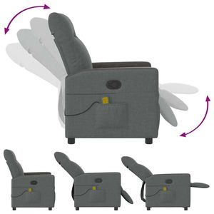 Fauteuil inclinable de massage en tissu gris foncé - Product Image 6