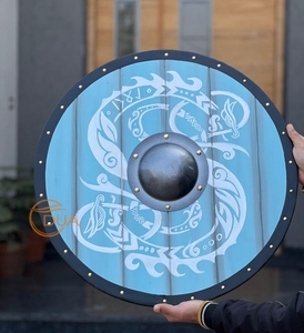 Bouclier Viking Médiéval Fait Main de 24 Pouces en Bois et Fer Poli – Décoration d'Armure pour Halloween et Noël - Product Image 2