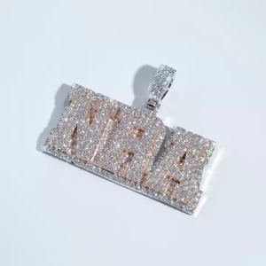 Iced Out Moissanite Letter <b>Pendant</b> 925 <b>Silver</b> Hip Hop Themed Charms Everyday Wear Jewelry <b>Initial</b> Letter Two Tone <b>Pendant</b> - Product Image 1