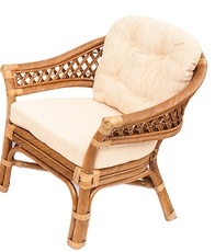 Sillón de Ratán con Cojín, Respaldo Sólido, Hecho a Mano, Silla de Descanso para Sala de Estar, Estilo Rústico Moderno para Muebles del Hogar - Product Image 1