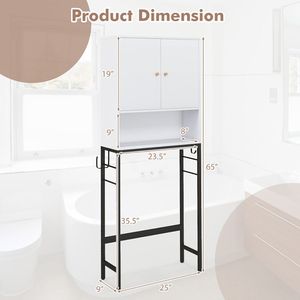 Mobiletto da bagno sopra il WC con 2 ante e ripiano regolabile, 1 pezzo - Product Image 5