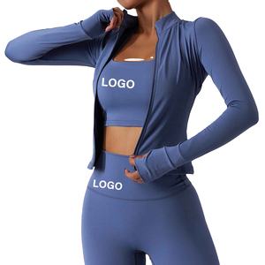 Ropa Deportiva al por Mayor para Gimnasio, Conjuntos de 3 Piezas para Mujer, Chaquetas de Yoga, Leggings de Entrenamiento, Sujetadores Deportivos, Top, Ropa de Fitness, Conjunto de Yoga - Product Image 3