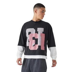 T-shirt court rétro streetwear personnalisé avec logo lettre, en coton biologique, motif graphique, tricoté lourd, en stock - Product Image 5