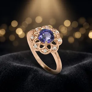 Anillo Floral de Alejandrita con Halo, Plata de Ley 925, Chapado en Oro Rosa, Joyería Fina, Regalo para Mujer, Boda - Product Image 4