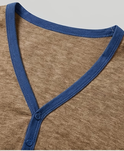 Summer Men's Short Sleeve V-Neck Open Chest T-Shirt Men's Button Base Shirt Men's T-Shirt Party Beach Vacation Summer 200g - Product Image 5