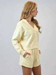 ONETEN APPARELS Conjunto de Cárdigan y Shorts con Cuello en V para Mujer, Bordado, 2 Piezas, Estilo Lounge - Product Image 2