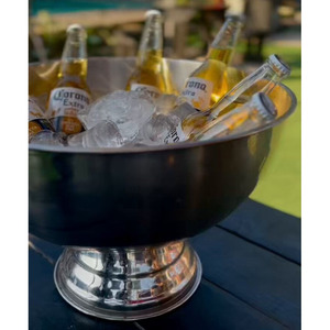 Double Wall Hammered Stainless Steel <b>Ice</b> Bucket With Drop Ring Handles Luxury Party Champagne Wine Beverage Tub For Serving - Product Image 6