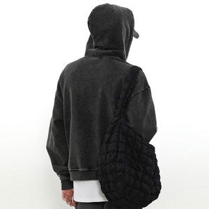 Sweat à capuche oversize streetwear délavé effet usé, design personnalisé, 100% coton épais, fermeture éclair intégrale, pour homme et femme - Product Image 5