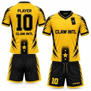 ชุดฟุตบอลชาย CLAW INTL สีเหลืองดำ คอวี แขนยาว ระบายอากาศได้ดี ผลิตจากโพลีเอสเตอร์ สำหรับวัยรุ่น สามารถสั่งทำชื่อทีมได้ - Product Image 6