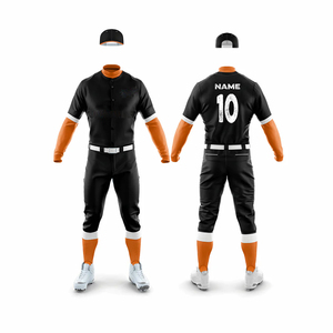 Ensemble de maillot de baseball unisexe personnalisé noir avec bordure blanche et pantalon gris, respirant, anti-humidité, écologique, manches courtes pour l'hiver - Product Image 4