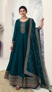 Ensemble de luxe ethnique Salwar Kameez pour femme en soie Georgette brodée, style Anarkali Kurta avec pantalon et Dupatta - Product Image 3
