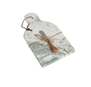 Tabla de cortar de mármol blanca para queso, bandeja de servir de piedra con cuchillo y asa para cocina, regalo de inauguración de casa - Product Image 1