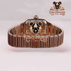 Montre de luxe en moissanite pour homme avec boîtier en acier inoxydable, cadran orné de pierres et lunette polie - Product Image 3