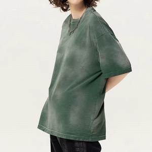 T-shirts personnalisés pour hommes 100 % coton, coupe oversize, style vintage délavé au soleil et à l'acide, longueur longue, écologiques et respirants - Product Image 4