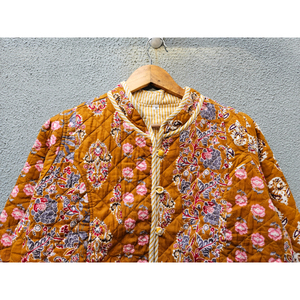 High Quality Vintage Floral Quilted Cotton Jacket Handmade Kantha Style Women <b>Coat</b> Brown Patchwork Outerwear gift for her - Product Image 4