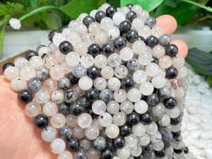 Natural <b>Black</b> Rutilated Quartz Smooth Round Gemstone Beads 4mm 6mm 8mm 10mm Loose Stone Beads for Jewelry Making Wholesale - Product Image 3