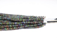 Perles d'opale noire naturelle éthiopienne, brins de perles rondes simples de 4-5 mm, hauteur 6 mm, longueur 16 pouces, poids personnalisable