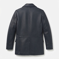 Veste en cuir à double boutonnage pour homme, couleur unie, col rabattu, style décontracté chic, vêtements d'hiver