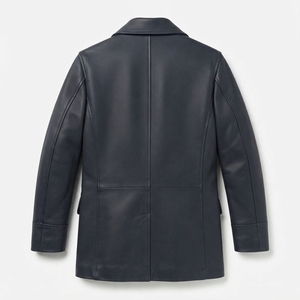 <b>Men's</b> Double Breasted Leather <b>Jacket</b> Solid Color Turn-down Collar <b>Smart</b> Casual Winter Wear - Product Image 2