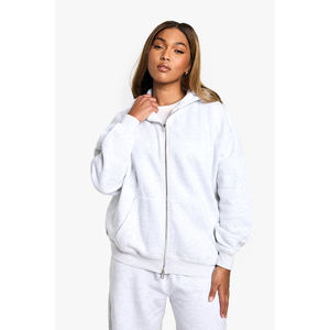 Conjunto deportivo informal con logotipo personalizado OEM, sudadera corta con capucha y pantalones deportivos de dos piezas para mujer. - Product Image 2