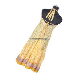 Vestido Bohemio Ligero de Seda Sari India para Mujer, Vestido de Tela Sari, Elegante Vestido de Noche sin Mangas para Mujer - Product Image 5
