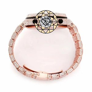 Full Iced Out Brilliant Cut Lab Diamond Round <b>Case</b> Solid Rose Gold Plated Glass Ronda Quartz Movement Bust Hip Hop <b>Watch</b> - Product Image 4