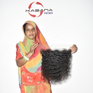 Indian natural color hair women raw Cuticle Aligned 13*6 HD Frontal <b>Machine</b> Double Weft Unprocessed Remy Hair <b>Weaving</b> Extensions - Product Image 5