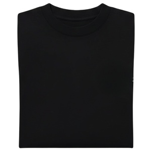 Camiseta de Manga Corta Oversize para Hombre, Negra, con Logotipo Minimalista en el Pecho, Cuello Redondo de Algodón, Estilo Urbano Casual, Venta al Por Mayor - Product Image 5
