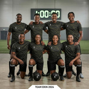 Wholesale Custom Sublimation Black Gold Soccer Uniform Set Quick Dry Breathable <b>Men</b> Women Adult Football Jersey Kit With <b>Socks</b> - Product Image 4