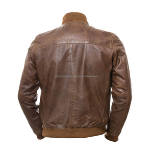 Veste en cuir véritable personnalisée de haute qualité couleur unie saison d'hiver mode avec col montant conception en gros personnalisée - Product Image 3