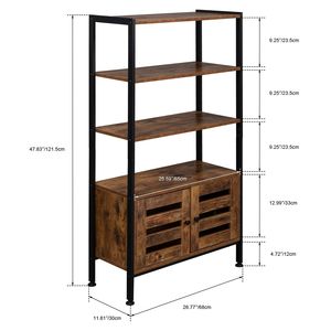 Libreria Industriale a 3 Ripiani con Armadio a 2 Ante, Multifunzionale per Soggiorno, Studio, Camera da Letto, Scaffale in Acciaio - Product Image 6