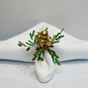 แหวนรัดผ้าเช็ดปากประดับลูกปัดสีทองดีไซน์ดอกไม้ รับผลิตแบบ OEM แบรนด์ส่วนตัว สำหรับงานแต่งงานและงานเลี้ยง ของตกแต่งโต๊ะโลหะ - Product Image 6