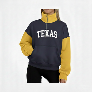 Sweat-shirts d'hiver longs en molleton épais avec fermeture éclair pour femmes, unisexe, col rond personnalisé, logo brodé sur le devant - Product Image 4