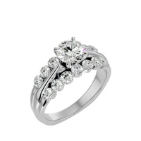 Bague en diamant de laboratoire rond de 1 carat de qualité supérieure, pierres latérales rondes, or massif 14 carats, bijou raffiné pour fiançailles, cadeau de mariage