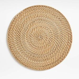 Braided Edge Rattan Placemat Round Woven Table Mat Thick Rope Border Coaster Wicker Charger Plates For Dining Table Room Decorat - Product Image 1