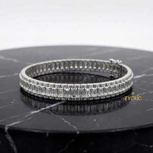 กำไลข้อมือเพชรทรงบาแกตต์สีโรสโกลด์ เงินสเตอร์ลิง คลาสสิก หรูหรา สวยงาม เหมาะสำหรับงานแต่งงาน ของขวัญสำหรับผู้หญิง - Product Image 6