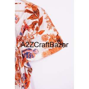 Caftán 100% Algodón con Estampado Floral, Ropa Larga para Mujer, Vestido de Maternidad con Estampado en Bloques, para Todas las Temporadas: Verano, Invierno, Otoño, Primavera - Product Image 4