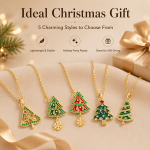 Collier pendentif sapin de Noël en acier titane couleur or avec émail et strass, bijoux de fête pour femme, cadeau de Noël - Product Image 2