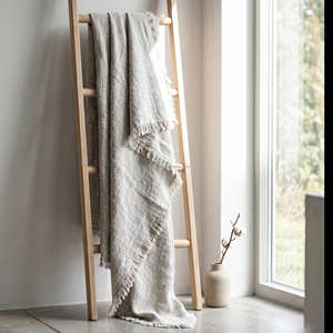 Jeté de lit en coton tissé de qualité supérieure 50x60 pouces, toucher doux, couverture texturée, housse de canapé artisanale à franges - Product Image 3