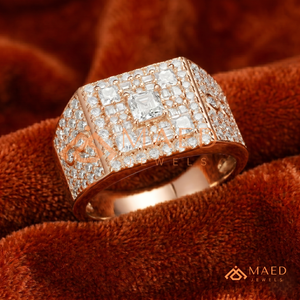 Mens Rose Gold Tone Moissanite Square <b>Ring</b> Luxury Princess Cut Diamond Look <b>Statement</b> <b>Ring</b> for Men - Product Image 5