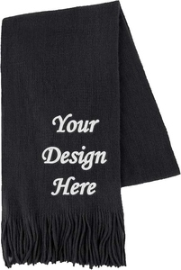 Custom Embroidered Acrylic Scarf Long Solid Color Women's Winter Warm Knitted Scarf Reversible Color Blocking Acrylic Scarf - Product Image 4