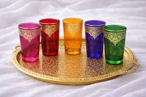 Verres à thé Moorish Tea à motif floral / Ensemble de 6 tasses à thé arabes - Product Image 2