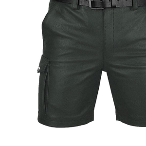 Pantalones Cortos de Cuero Personalizados para Hombre, Diseño Profesional, con Parches de Cuero, Estilo Urbano, Patrón Sólido, Tipo Cargo - Product Image 6
