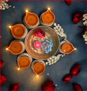 Diya Shape Urli Decorative Bowl for Home Decor Flowers and Tea Light <b>Candles</b> Stand Holder Table Decor Centerpiece for Diwali - Product Image 4