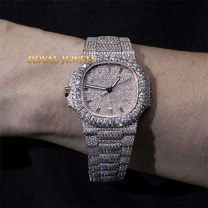 Reloj de Cuarzo con Moissanita, Esfera Cuadrada, Correa de Acero Inoxidable, Lujoso, Unisex, para Fiestas y Uso Diario - Product Image 6