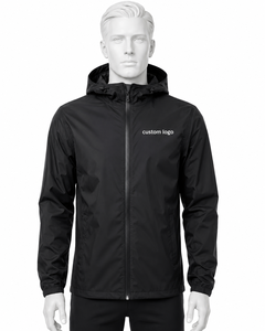 Chaqueta de lluvia personalizada para hombre, cortavientos, con capucha, cierre completo, con tela premium para trabajo, viajes y uso casual. - Product Image 1