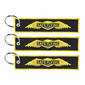 Porte-clés en tissu personnalisé pour promotion, style Jet Tag, avec logo brodé sur les deux côtés - Product Image 4