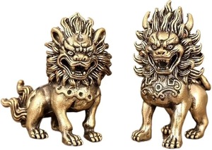 Estatua de León de Latón Dorado, Escultura de Animal de Pie para Decoración del Hogar, Pieza Decorativa Hecha a Mano, Escultura de León de Latón Dorado Antiguo - Product Image 2