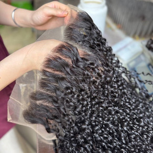 Meilleures ventes : Mèches de cheveux humains bouclés Pixie pour extensions capillaires, avec frontal en dentelle pour perruques en cheveux humains Lace Front - Product Image 3
